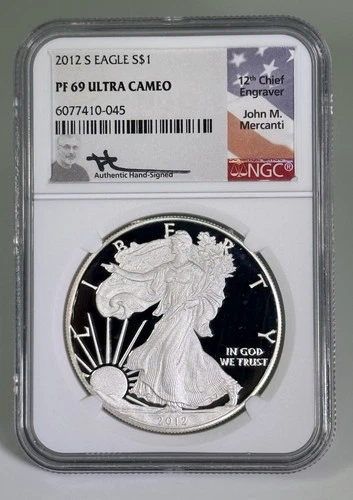 Photo of a 2012-S American Silver Eagle from an eBay listing that sold on Jul 21, 2026