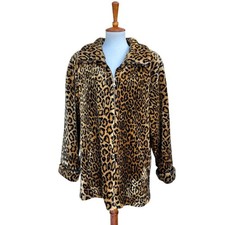 Vintage 80s/90s Lorovi Women’s Oversized M Soft Leopard Print USA Made Jacket