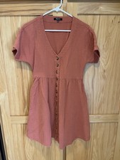 Madewell 100% Cotton Lightspun V-Neck Button front Dress Size XXS EUC Rust Color
