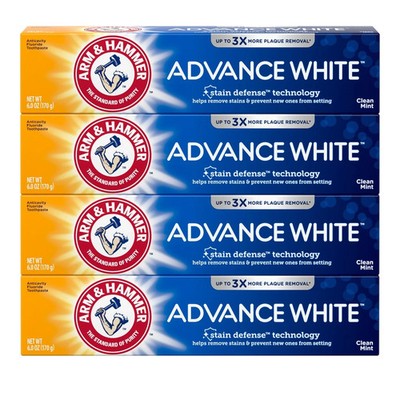 Arm & Hammer Advance White Toothpaste, Clean Mint Flavor, Stain Defense,4 Pack v