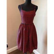 NWT J. Crew Red and Navy Striped Spaghetti‑Strap Mini Dress