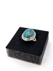 Vintage 925 Sterling Silver Blue Copper Turquoise Ring Oval Statement Size R