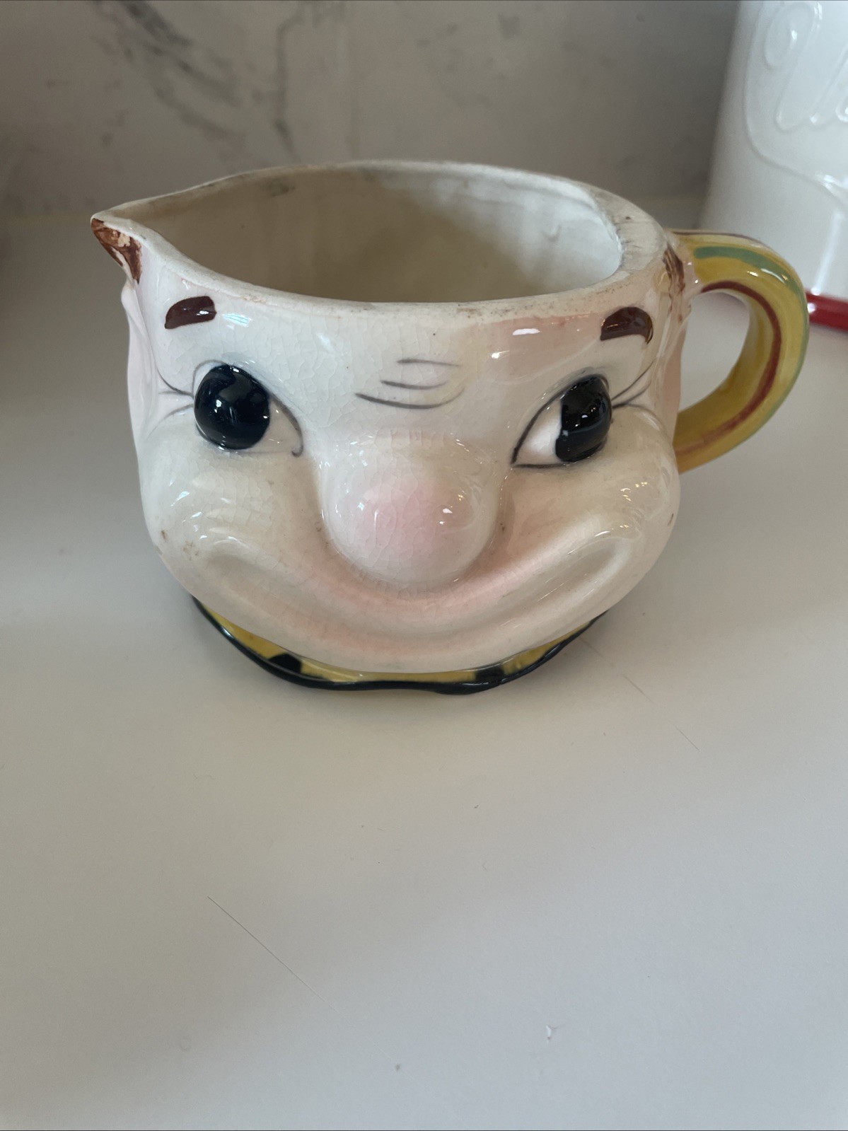 Vintage Ceramic Juicer/Reamer Yellow & Brown Man W/ Sombrero Hat 6”Tall