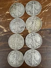(8 COINS) $4 FV Walking Liberty Half Dollar Lot 90% Silver Ungraded Circulated