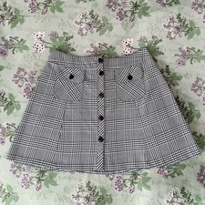 Vintage Rampage Y2K 90s Houndstooth Schoolgirl Style Button Mini Skirt     