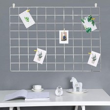 2 Pack 25.6x17.7 Inch Silver Wire Wall Grid Photo Panels Desk Wall Organizer