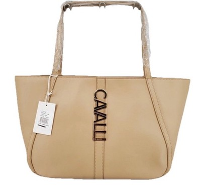 Cavalli Class Almond Buff Sandra Shopper Tote Bag NWT