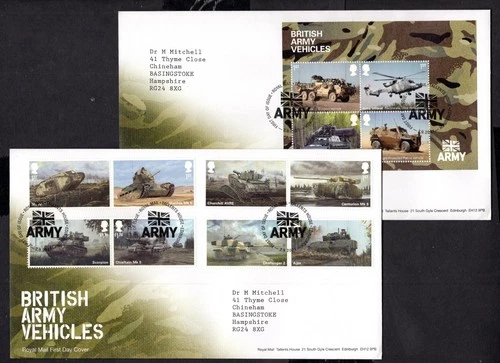 GB - 2021 British Army Vehicles Set and MS on 2 x First Day Cover