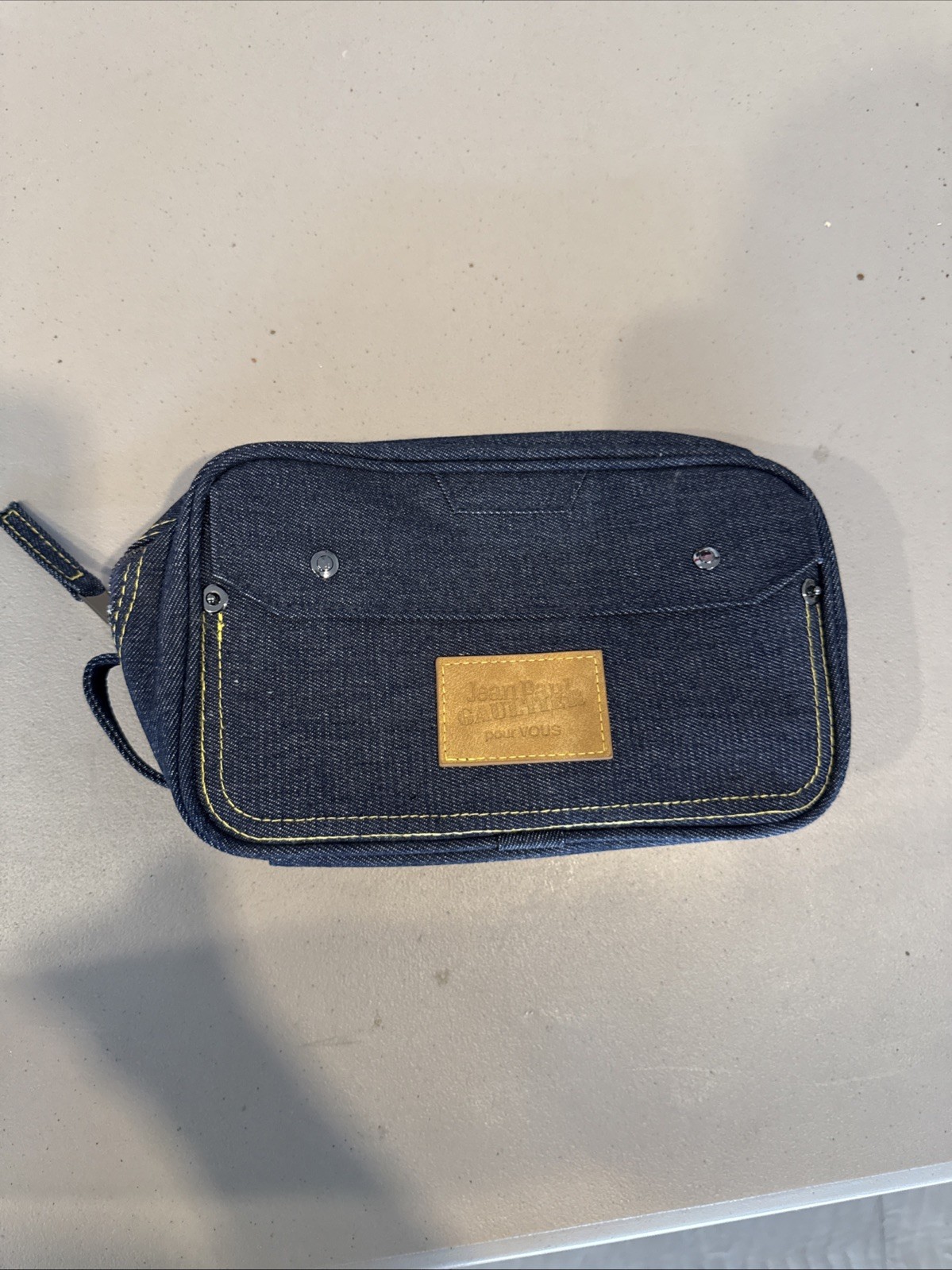 Jean Paul Gaultier Denim Toiletry Bag with Handle JPG Dopp Kit