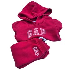 Baby Gap Girl 12-18 Months Logo Hoodie Sweatsuit 2 Pc Set Warm Hot Pink Comfort