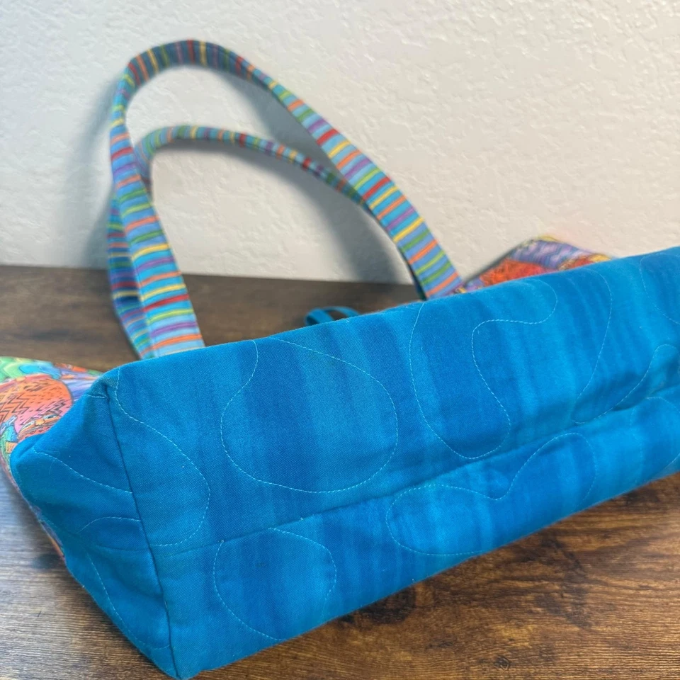 Blue Print Cat Mini Tote Bag Purse Vibrant Colorful Handles Kittens - Image 3 of 4