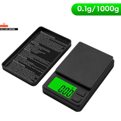 Präzisions-Taschenwaage 1000 g x 0,01 g - digitales Gramm, Lebensmittel, Schmuck, Unzen/Korn