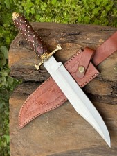 Handmade CARBON Steel Custom Hunting Bowie Knife with WOOD Handle