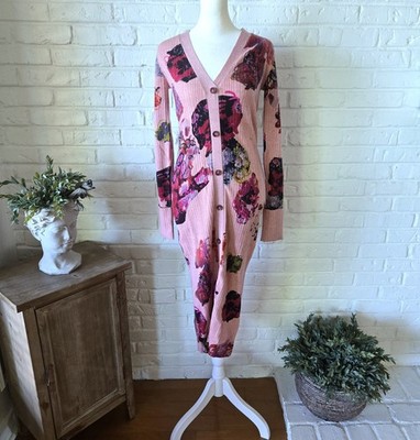 NEW Desigual / Christian Lacroix Floral Knit Midi Dress, M, Button Front
