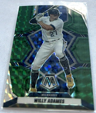 2022 Panini Mosaic Baseball Willy Adames Milwaukee Brewers Green Mosaic Prizm
