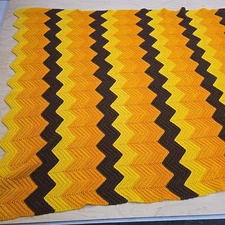 Knitted Throw Blanket Charlie Brown Yellow Yarn Cozy Blanket Cover Couch 42"x68"