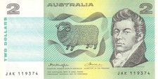 #Reserve Bank of Australia 2 Dollars 1974 P-43 XF+ John McArthur