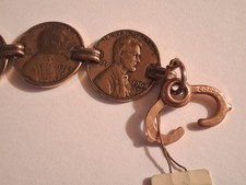 Vintage Solid Copper Abraham Lincoln Penny Coin Bracelet Size 7