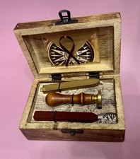 antique-style wax seal stamp kit in a wooden box stamp Has s On It New