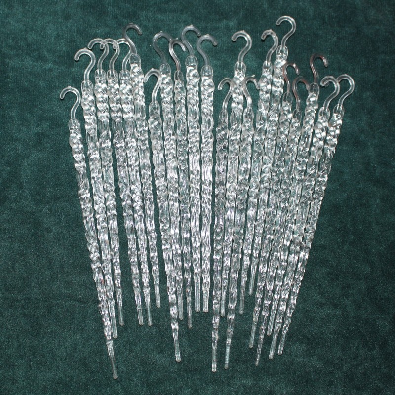 Lot 21 Clear Plastic Vintage Icicles with Hook Hangers