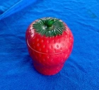 Hazel Atlas Milk Glass Painted Strawberry Jam Jelly Jar With Lid EUC VTG
