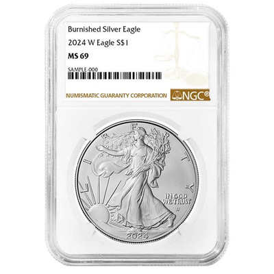 #ad #ad 2024 W $1 1 oz Burnished American Silver Eagle NGC MS69 Brown Label $90.95