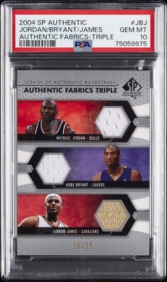 2004 TRIPLE #JBJ KOBE BRYANT/LEBRON JAMES/MICHAEL JORDAN 16/25 PSA 10