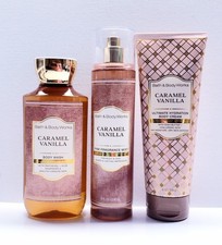 Bath Body Works CARAMEL VANILLA Body Wash, Fragrance Mist, and Body Cream