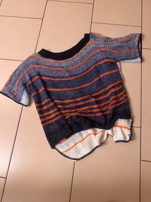 Handgestrickter Damenpullover, Bunt Gestreift, Unikat