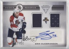 2011 Titanium Rookie Reserve Dual Memorabilia /100 Erik Gudbranson #25 Auto 2d8