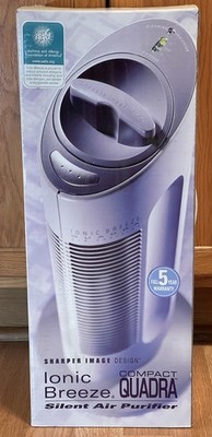 New Sharper Image Ionic Breeze Quadra Silent Air Purifier S1697 Gray 19  Openbox