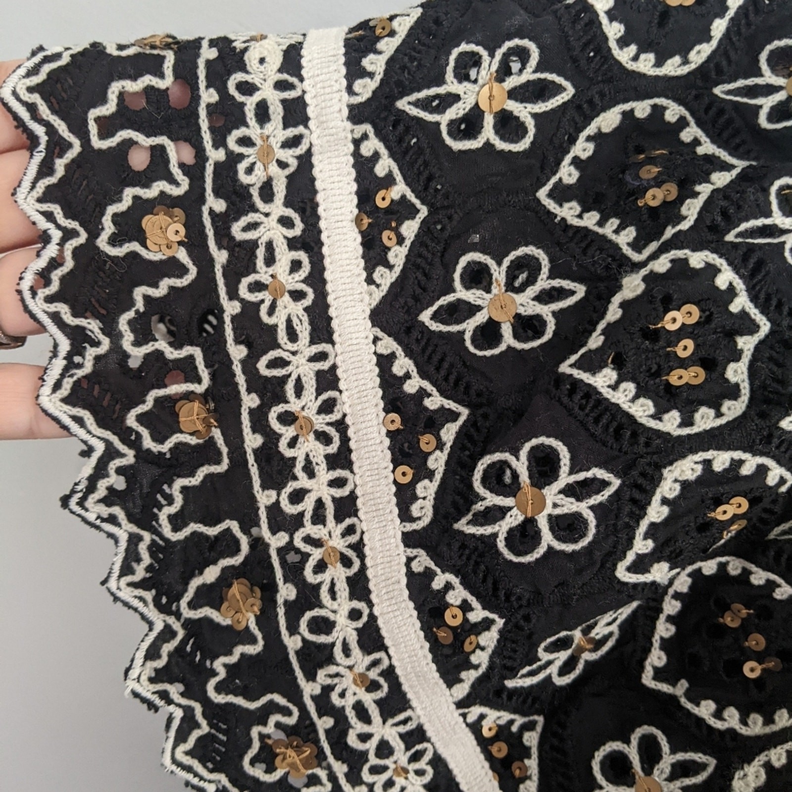 Women's Anthropologie Hemant & Nandita Mavra Blouse Black Gold Medium