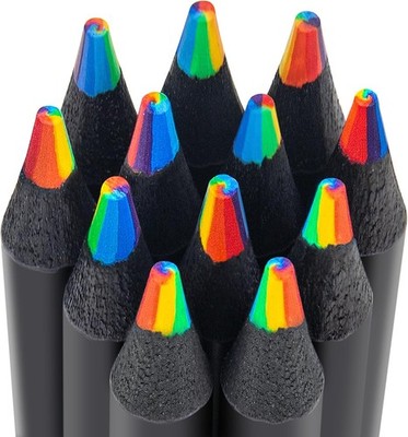 Regenbogenstift 12PCS, 7 in 1 Regenbogenstifte für Kinder, Regenbogen Buntstift 
