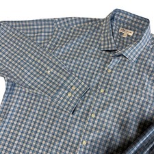 Peter Millar Button Down Shirt XL Summer Comfort Plaid Blue MS20EW09SL