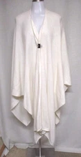 IVORY OFF WHITE Knit Poncho Wrap Shawl Scarf Large