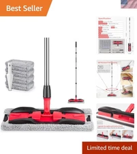 Microfiber Dust Mop Floor Cleaner Flat Mop with Washable Pads 59 Adjustable H...