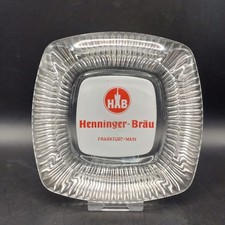 Vintage Henninger Brau 1980's Frankfurt Main Glass Pub Ashtray Rare Mancave VGC