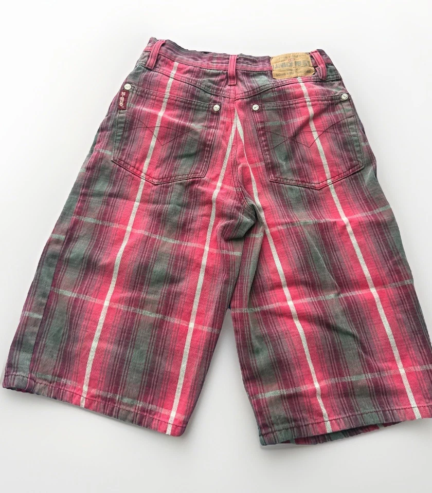 VTG 90s Boys 16 26 Waist Union Bay Red Plaid Long Shorts Jorts Skater Streetwear - Image 2 of 4