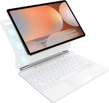 HOU Keyboard Case for Samsung Tab S10+/S9+/S8+/S7+ 12.4" – White, Pristine