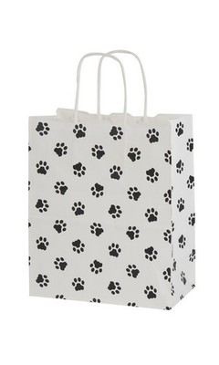 SSWBasics Medium - Paw Print Paper Shopping Bags - Case of 100