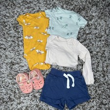 Carter's Baby Lot Newborn NB Multicolor Bodysuits Shorts Shoes 5 Piece Set
