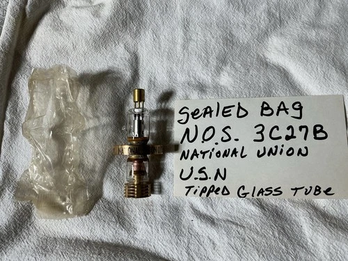 NOS 3C27 USN CNU 3C27 TRANSMITTING TUBE Glass Tipped Triode NATIONAL UNION VTG