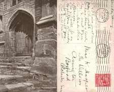 Vintage Postcard - West Door, Minehead Church, Somerset - POSTED