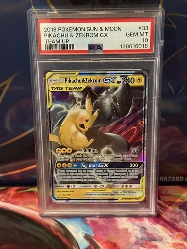 Pokemon Pikachu & Zekrom GX 33/181 Sm-Team Up Holo PSA 10 Gem Mint