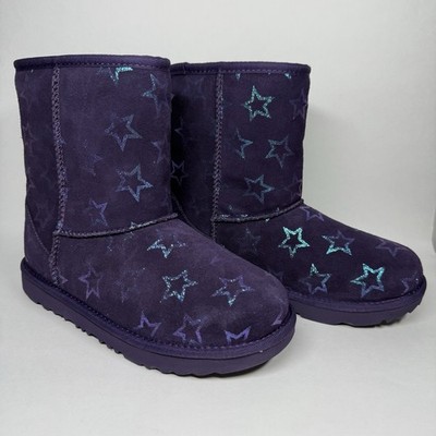 UGG Kids Youth Size 3 Purple Nightshade Classic II Iridescent Stars Boots