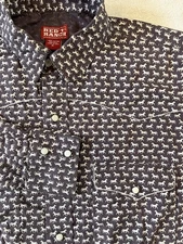 Red Ranch Horse AOP Men’s XL Pearl Snap L/S Shirt Western Farm Rodeo Flap Pocket
