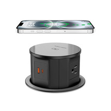 Pop up Outlet with 15W Wireless Charger, 4 AC Outlets  PD 20W USB Fast Charging