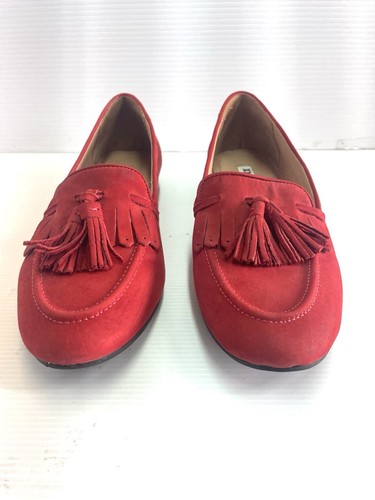 Dune London Leather Suede Loafers Ladies Size 37 6 AU Flat Block Heel Red. - Bild 3 von 12