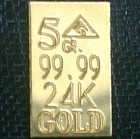 1/3 GRAM SOLID GOLD BAR  24K PURE ACB PREMIUM BULLION 999.9 FINE CERTIFIED ..G — photo 2