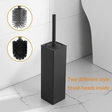 Toilet Brush and Holder Set Matte Black Freestanding